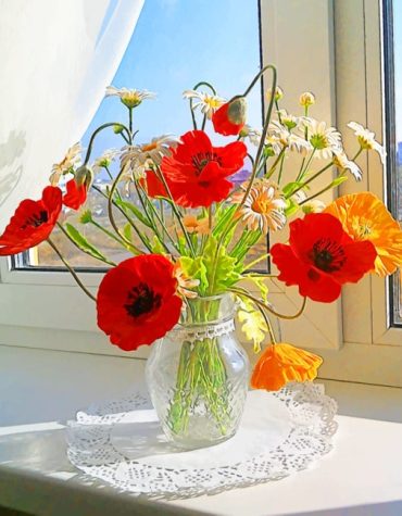 Daisy Flowers Vases Paint By Numbers