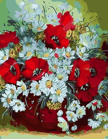 Vintage Daisy Vase Paint By Numbers