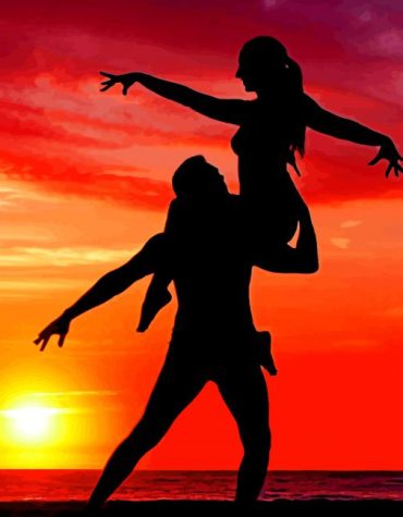 Dancing Silhouette on Beach Sunset Paint By Numbers