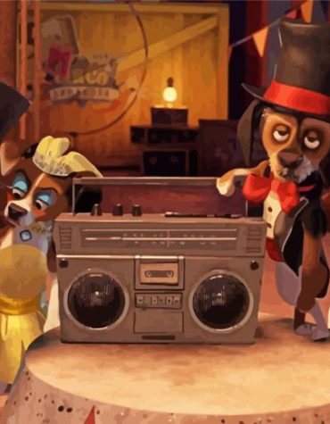 Dancing Dogs Cartoon Paint By Numbers