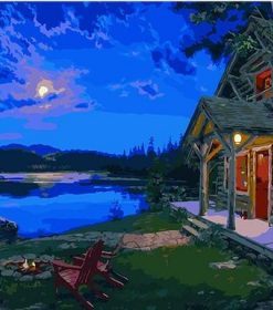 Darrell Bush Cabin Lake Scenery Paint By Numbers