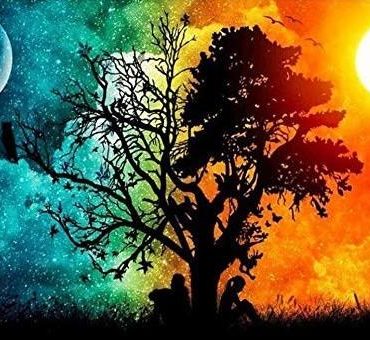 Sun and Moon Tree Silhouette Paint By Numbers