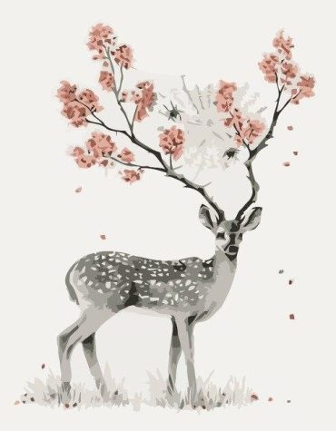 Floral Deer Antlers Paint By Numbers