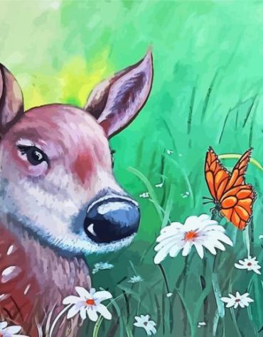 Deer and Butterfly Serenade Paint By Numbers