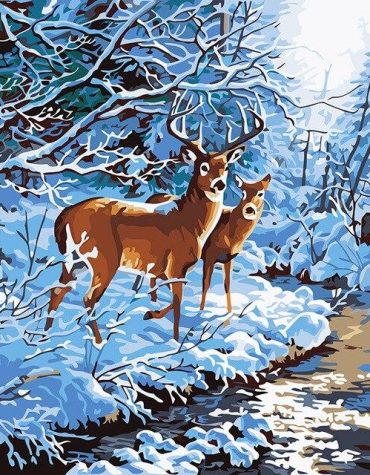 Winter Deer Antler Paint By Numbers
