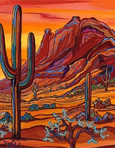 Desert Cactus Landscape Paint By Numbers