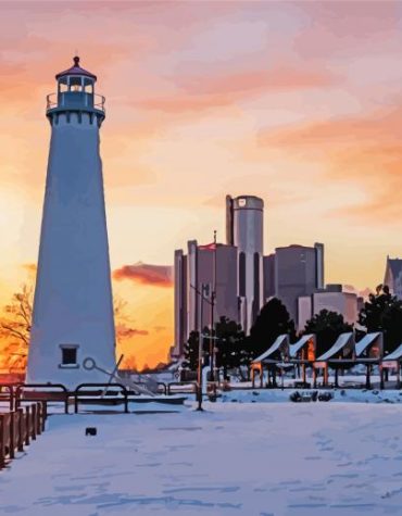 Detroit Lighthouse Scenic Paint By Numbers