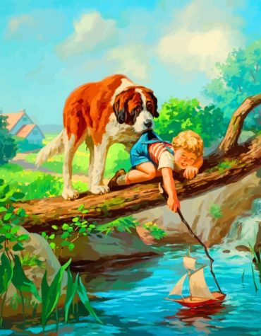 Boy and Dog Friendship Paint By Numbers
