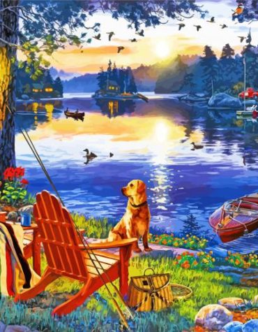 Dog by the Lake Paint By Numbers
