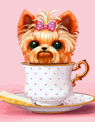 Dog in Teacup Art Paint By Numbers