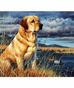 Dog by Tranquil Lake Paint By Numbers