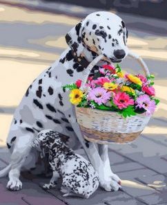 Dog With Flowers Paint By Numbers