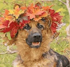 Dog with Blooming Flowers Paint By Numbers