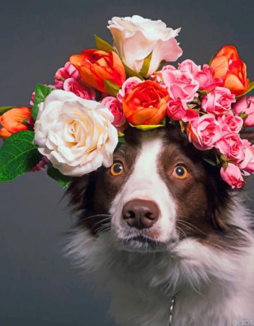 Dog with Floral Crown Paint By Numbers