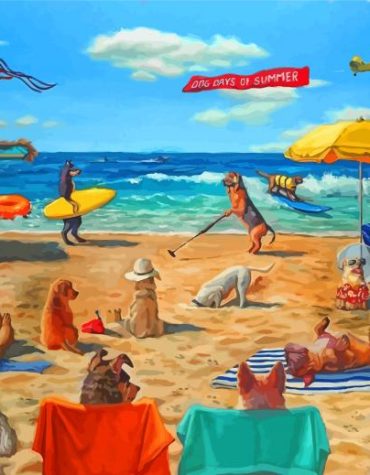 Beach Dogs Scene Paint By Numbers