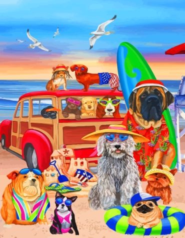 Beach Dogs Delight Paint By Numbers