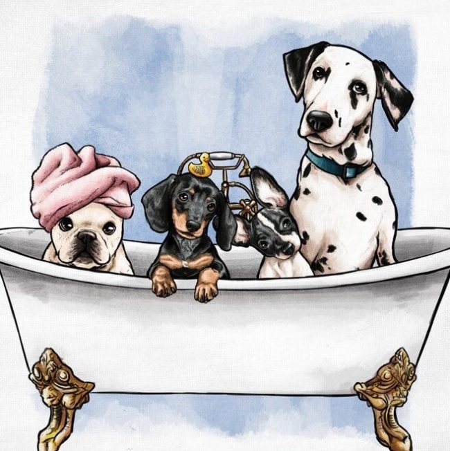 Dogs in the Tub Animal Paint By Numbers