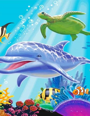 Dolphin and Sea Turtle Adventure Paint By Numbers