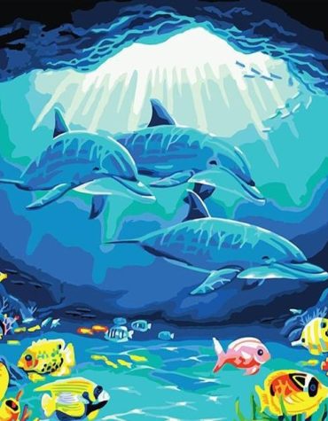 Dolphins and Fishes Sea Life Paint By Numbers