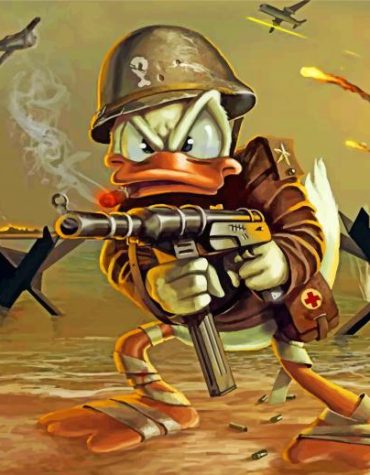 Donald Duck Military Battle Paint By Numbers