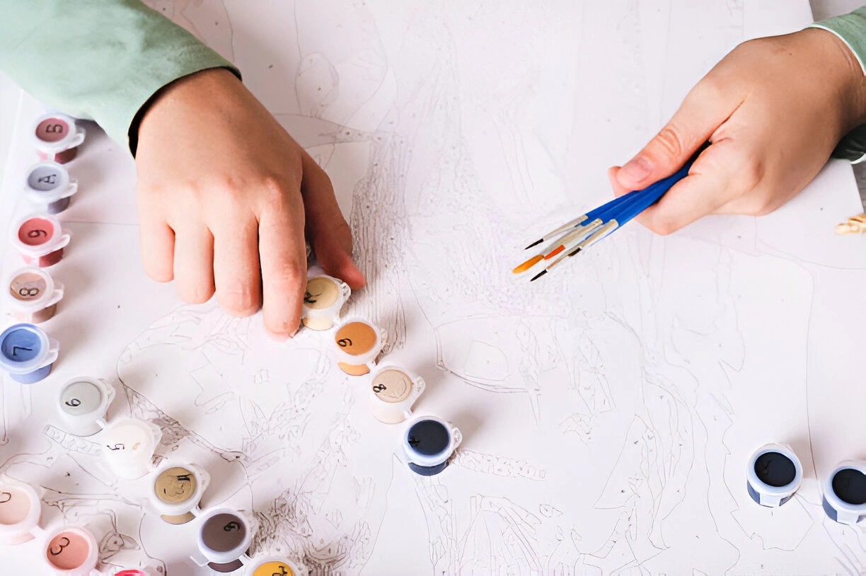 Setting up workspace for Little Bear With Glasses Paint By Numbers