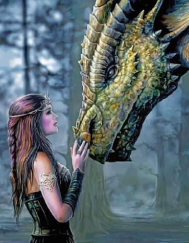 Dragon and Woman Fantasy Paint By Numbers