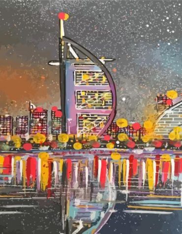 Colorful Dubai Nightscape Paint By Numbers