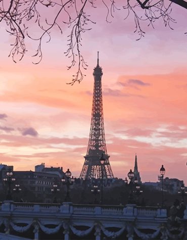 Sunset Eiffel Tower View Paint By Numbers