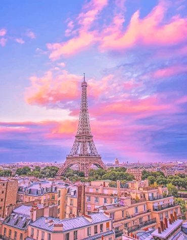 Eiffel Tower Pink Skyline Paint By Numbers