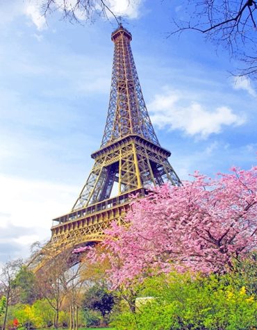 Springtime Eiffel Tower View Paint By Numbers