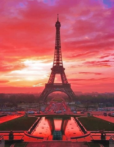 Eiffel Tower Sunset View Paint By Numbers