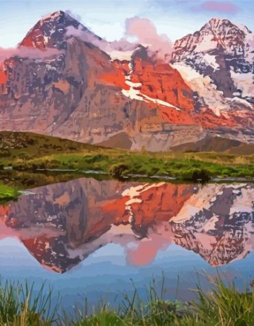Eiger Mountain Sunset Paint By Numbers