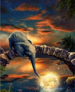 Majestic Elephant Moon Paint By Numbers