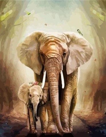 Majestic Elephant Family Paint By Numbers