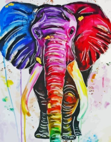 Colorful Elephant Splatter Paint By Numbers