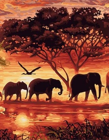 Elephant Silhouette Paint By Numbers