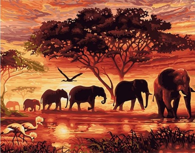 Elephant Silhouette Paint By Numbers