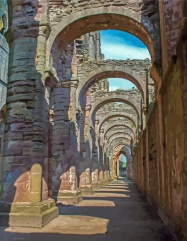 Explore England's Historic Fountains Abbey Paint By Numbers