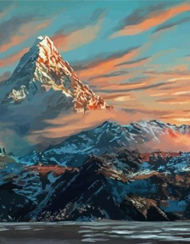 Erebor Mountain Sunset Scene Paint By Numbers