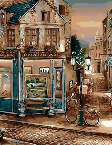 Vintage European Cafe Scene Paint By Numbers