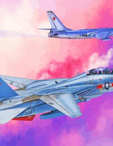 F14 Jet Pink Sky Paint By Numbers
