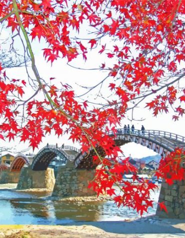 Japanese Autumn Kintai Bridge Paint By Numbers