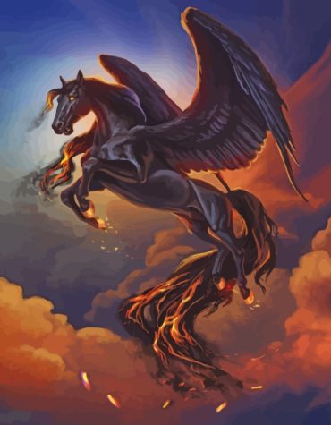 Majestic Black Horse with Wings Paint By Numbers