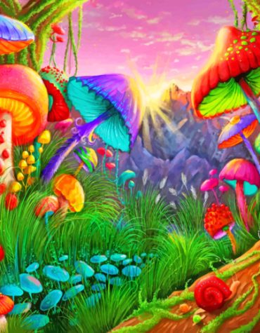 Magical Fantasy Mushrooms Paint By Numbers