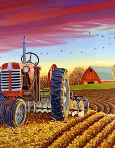 Tractor Countryside Scene Paint By Numbers
