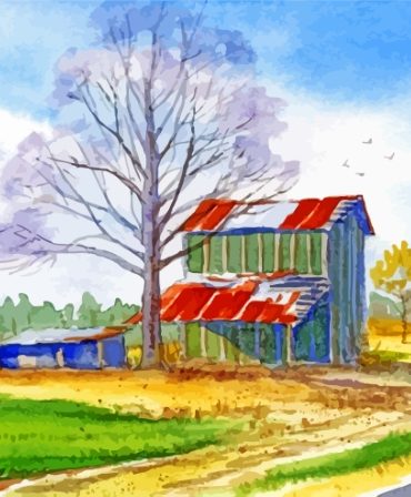 Countryside Tobacco Barn Paint By Numbers