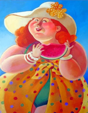 Curvy Woman Eating Watermelon Paint By Numbers