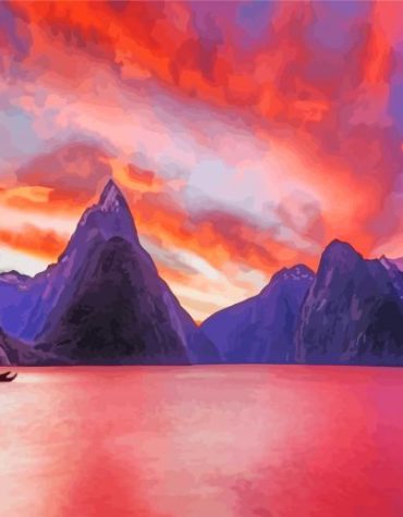 Fiordland Mountain Sunset Paint By Numbers