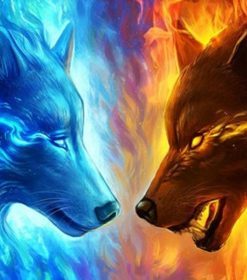 Fire and Ice Wolf Themed Paint By Numbers