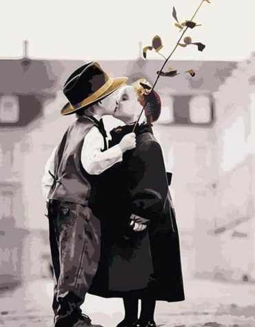 Romantic Couple Black and White Paint By Numbers